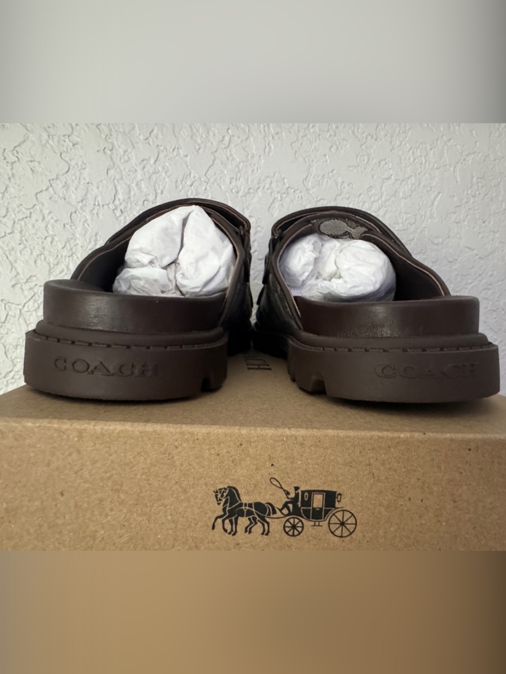 Coach Brown Signature Logo Double-Strap Slide Sandals - Picture 3 of 3